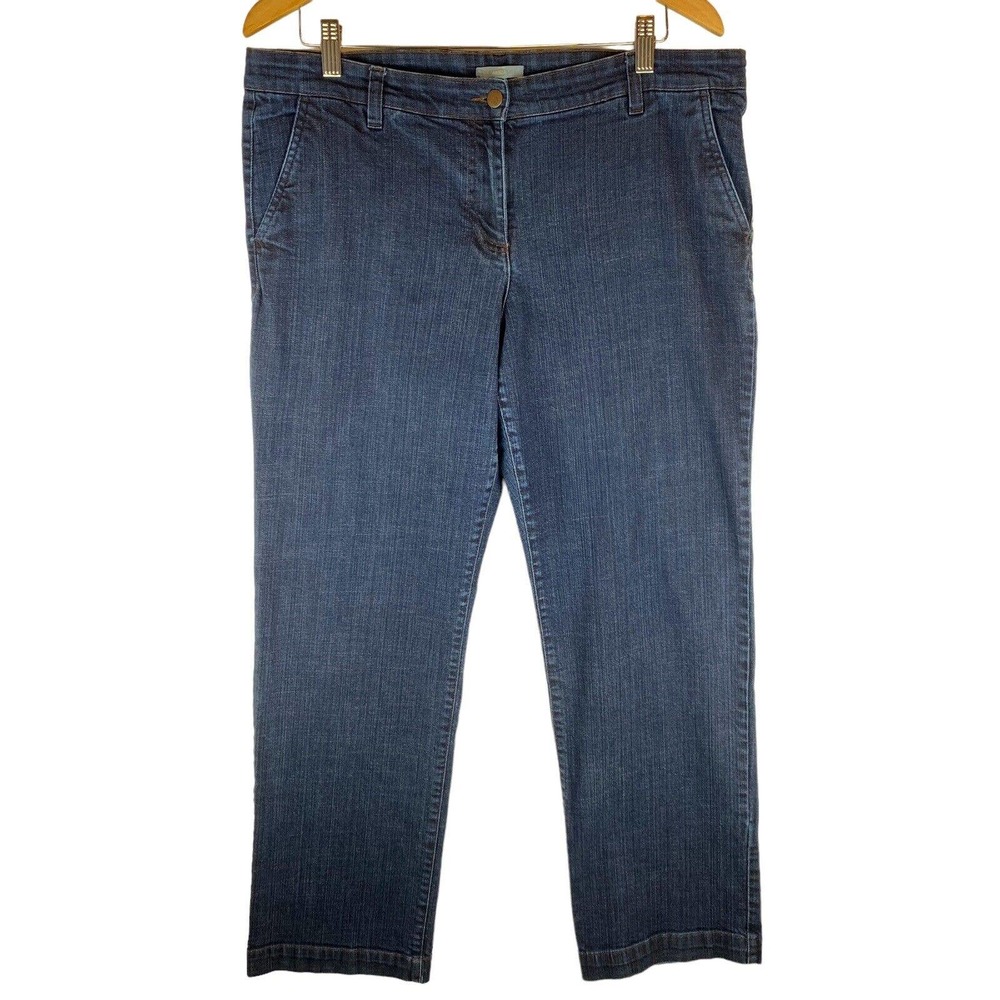 Eileen Fisher Womens Trouser Jeans. Large. Waist 35” Straight Leg. Dark. Stretch